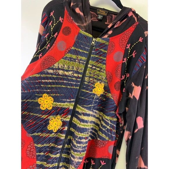 Rising International Full Zip Hoodie Lightweight Cotton Floral Embroidered XXL - Picture 6 of 14